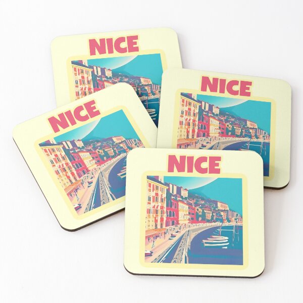 Item preview, Architectural retro vintage landscape painting of Nice, France. The French riviera. designed and sold by Unitepeople.
