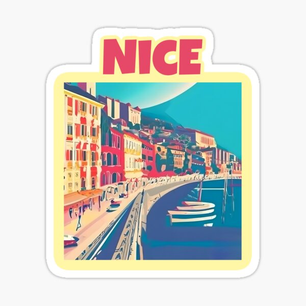 Item preview, Architectural retro vintage landscape painting of Nice, France. The French riviera. designed and sold by Unitepeople.