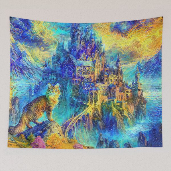 Item preview, Abstract abstraction of castle and cat. DeepDream #9749979789093 designed and sold by blackhalt.