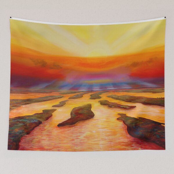 Item preview, Sun worlds - a sunset in orange rays designed and sold by art paintings.
