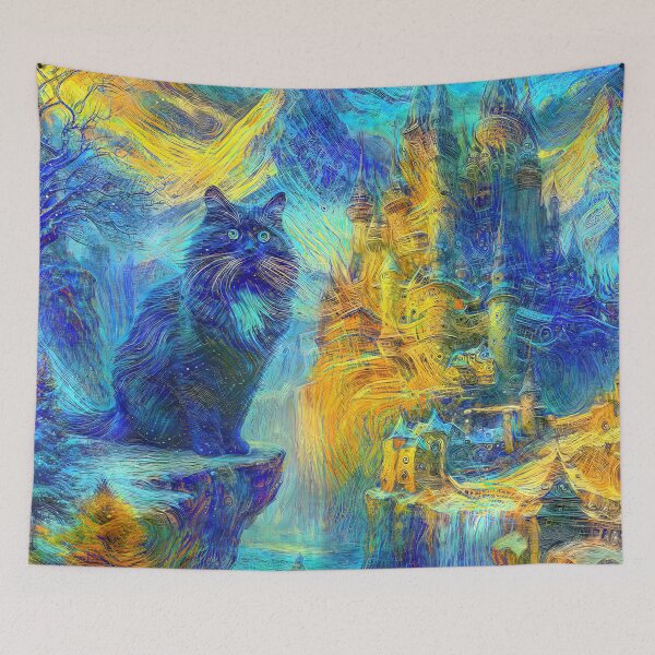 Item preview, Abstract abstraction of castle and cat. DeepDream #9885376133285 designed and sold by blackhalt.