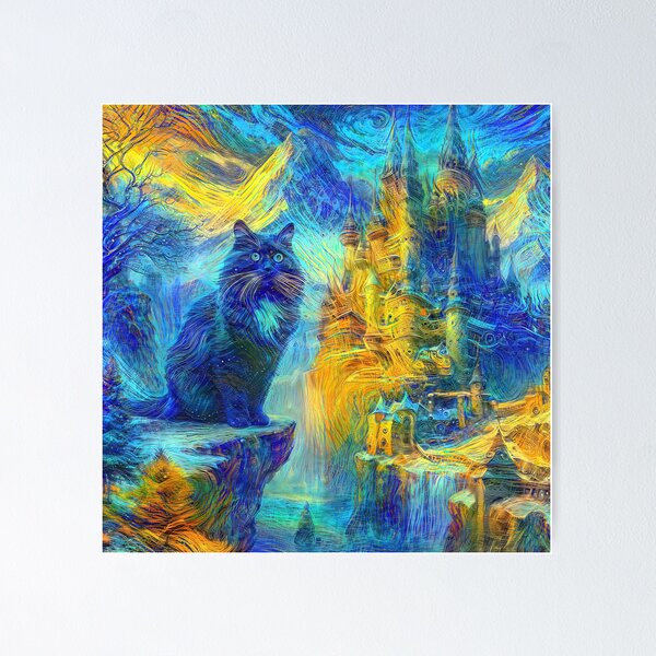 Item preview, Abstract abstraction of castle and cat. DeepDream #9885376133285 designed and sold by blackhalt.