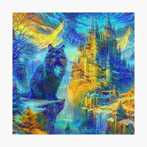 Item preview, Abstract abstraction of castle and cat. DeepDream #9885376133285 designed and sold by blackhalt.