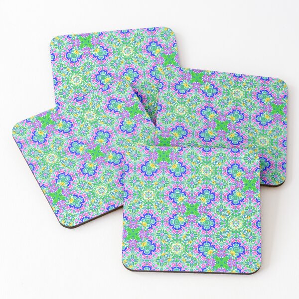 Item preview, Pink, green and yellow Majolica tiles designed and sold by SophieClimaArt.
