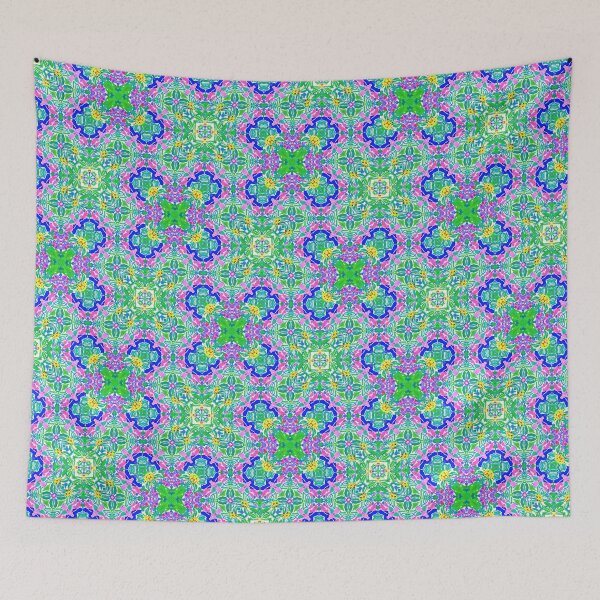 Item preview, Pink, green and yellow Majolica tiles designed and sold by SophieClimaArt.