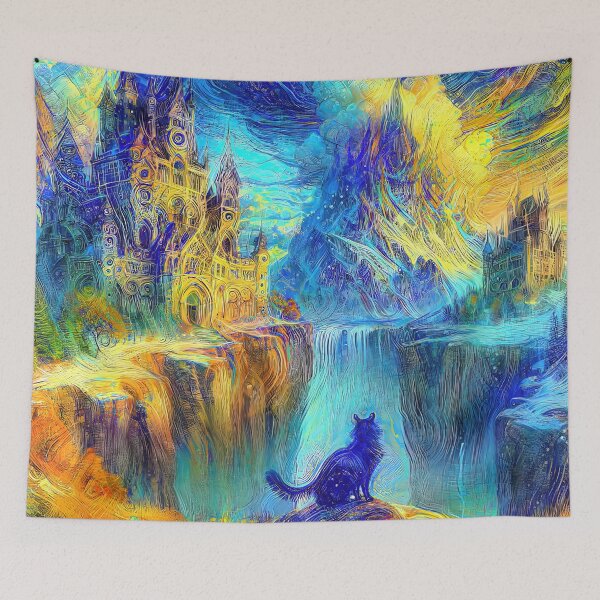 Item preview, Abstract abstraction of castle and cat. DeepDream #5532185090819 designed and sold by blackhalt.