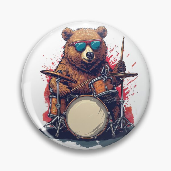 Item preview, Bear Playing Drums designed and sold by KapuczeShop.
