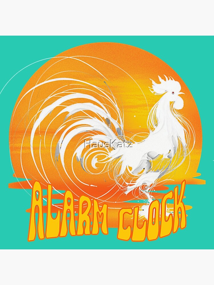 Poster for Sale con la obra Gallo Minimalismo Tinta Blanca Despertador de HausKatz Redbubble