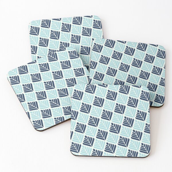 Item preview, A pattern of blue and white leaves designed and sold by johndesign88.