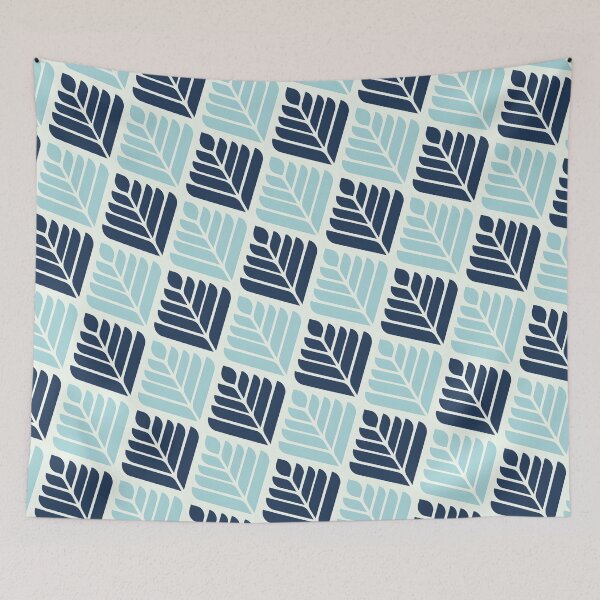 Item preview, A pattern of blue and white leaves designed and sold by johndesign88.