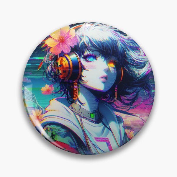 Item preview, 70's anime art glitch Girl with flowers  designed and sold by SriGem.