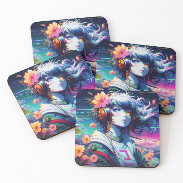 Item preview, 70's anime art glitch Girl with flowers  designed and sold by SriGem.