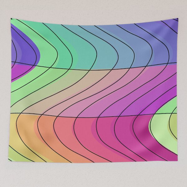 Item preview, Bright Colorful Waves with Black Lines designed and sold by the1249.