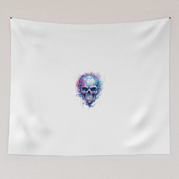 Item preview, a light blue skull with a half blue, half pink aura designed and sold by ale2205.