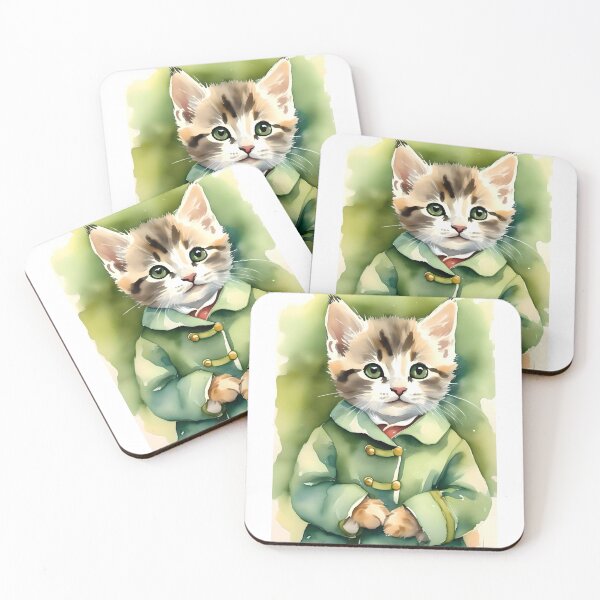 Item preview, Sweet kitten in a green coat designed and sold by Studio12866.