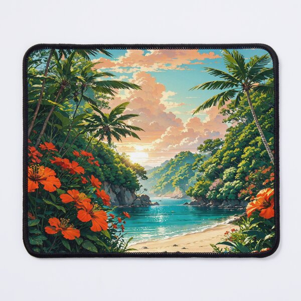 Item preview, Tropical Oasis: Sunset Views, Ocean Waves, and Hibiscus Blooms designed and sold by MegzDesign.