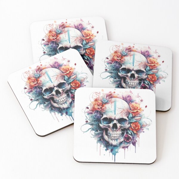 Item preview, flowered skull in watercolor version designed and sold by ale2205.