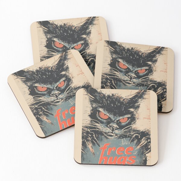 Item preview, Free Cat Hugs, Vintage Retro 80s Style, Funny Cat Humor, Cat Hugging With Claws, Cat Lover Humor designed and sold by PrintShangri-La.