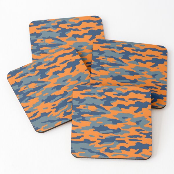 Item preview, Orange and navy blue camouflage pattern print designed and sold by TheCamoShop.