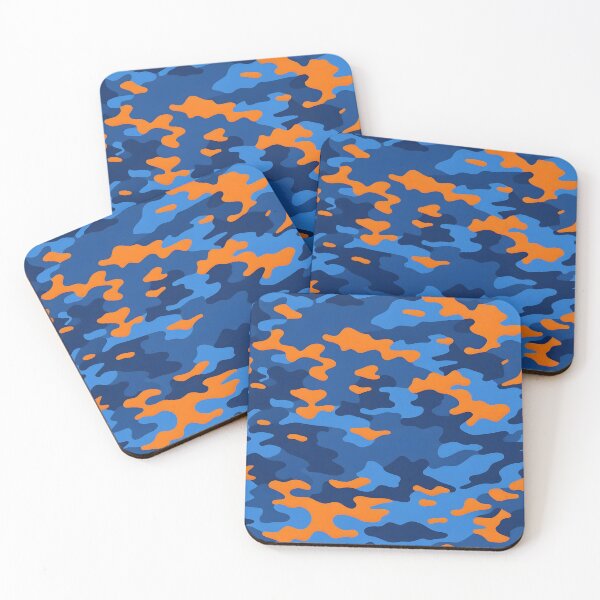 Item preview, Orange and navy blue camouflage pattern designed and sold by TheCamoShop.