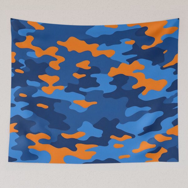 Item preview, Orange and navy blue camouflage pattern designed and sold by TheCamoShop.