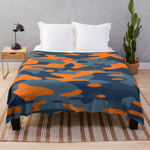 Artikelvorschau, orange und blaugraue Tarnung entworfen und verkauft von TheCamoShop.