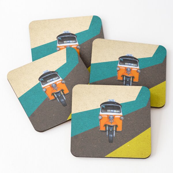 Item preview, TukTuk Retro style orange rickshaw Art designed and sold by simplestic.