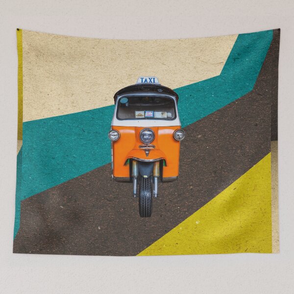 Item preview, TukTuk Retro style orange rickshaw Art designed and sold by simplestic.