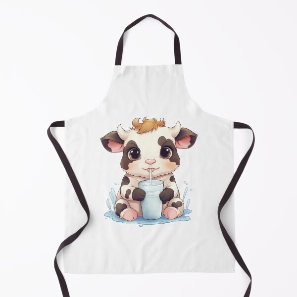 Item preview, Cute Black & White Kawaii Baby Cow Drinking Milk designed and sold by Gsallicat.
