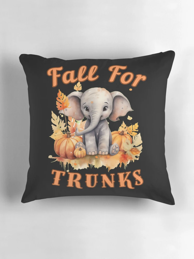 Thumbnail 3 of 4, Pillow, Fall For Trunks. Flower elephant designed and sold by ElephantVibes.