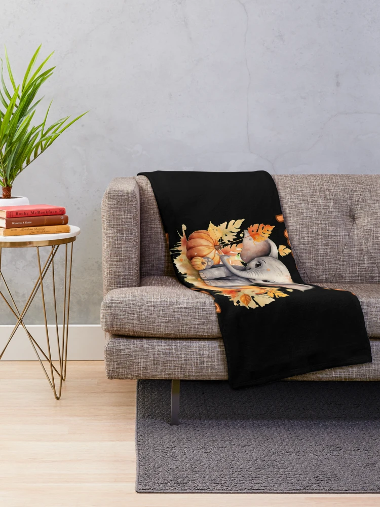 Thumbnail 2 of 6, Throw Blanket, Fall For Trunks. Flower elephant designed and sold by ElephantVibes.