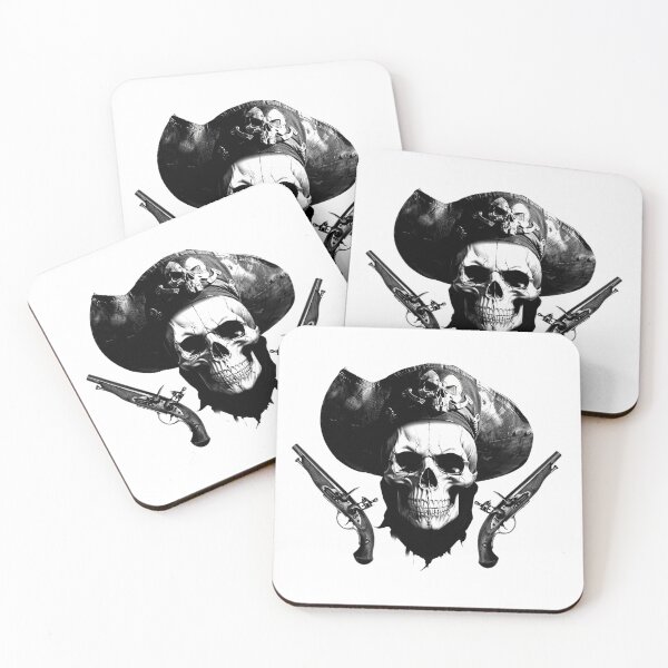 Item preview, SKULL DARK PIRATE HAT GUNS BEARD SHIP OCEAN SEA CARIBEAN SEA ATLANTIC WEAPONS #ogirdor BLACK designed and sold by ogirdorgraphics.