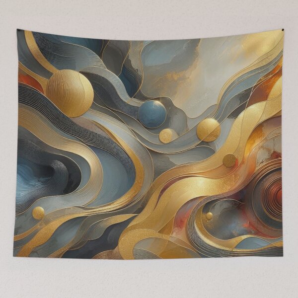 Item preview, Nordic Golden Ribbon Oil Art designed and sold by ArtfulCrafty.