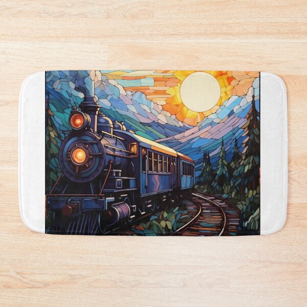 Item preview, Train color sunset art painting gift for him wall art decor, gift for her, landscape art designed and sold by Rockwpapart.