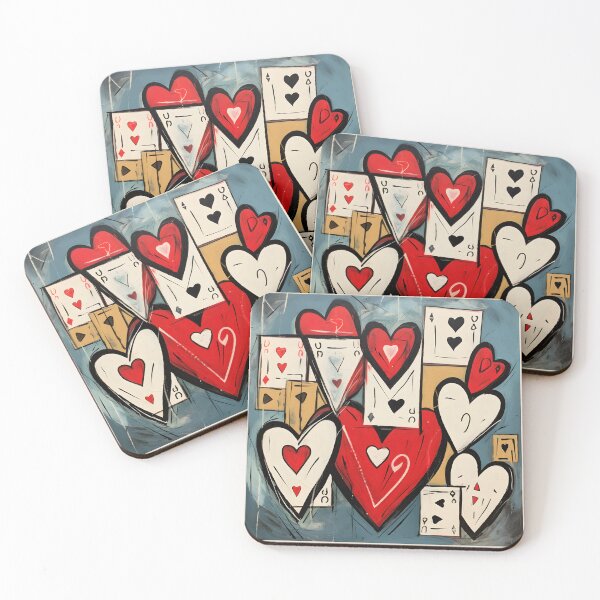 Item preview, Emotional Tapestry - Unveiling the Quintessence of Love in our Cubism Abstract 5 of Hearts Valentine's Day Card designed and sold by OlfactoART Studio.
