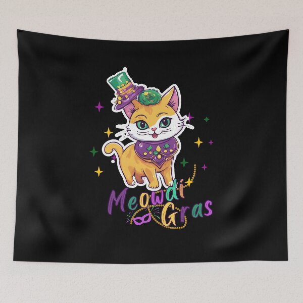 Item preview, Cute Kawaii Style Cat Meowdi Gras designed and sold by MtValleyDesign.