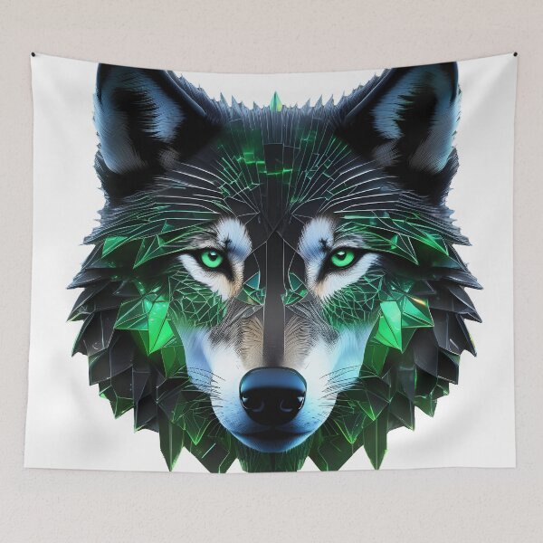 Item preview, Stunning Green futuristic wolf designed and sold by Metaverse8.