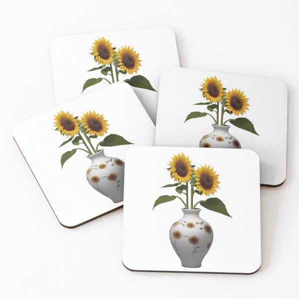Item preview, sunflowers in ceramic white vase beautiful flowers summer and spring style designed and sold by Carlos Gudino.