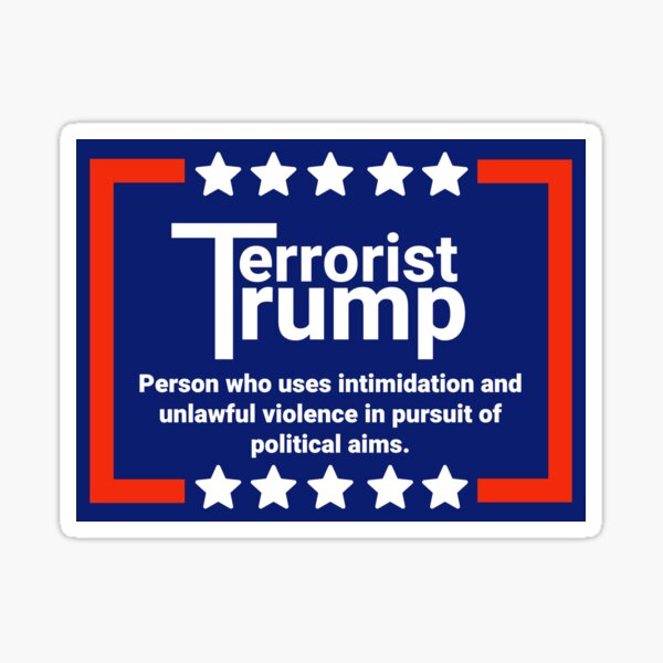 Vista previa del artículo con la obra «Trump terrorista», diseñado y vendido por Rachel the Artist .