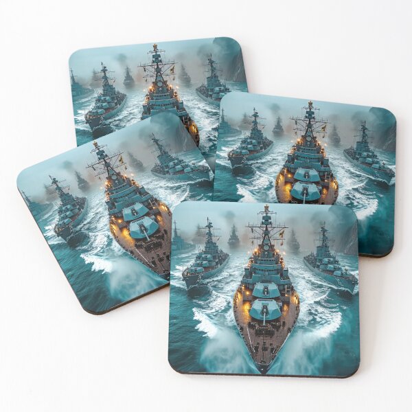 Item preview, Warships in Formation Along the Coast - Military designed and sold by jecphotography and art.