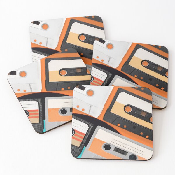 Item preview, Cassette Tape illustration Retro style orange and black Art design designed and sold by simplestic.