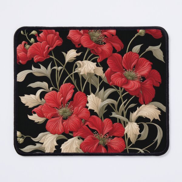 Item preview, Art Nouveau Floral Pattern Collection #1 - Red Bleeding Heart Flowers #7 designed and sold by elektronen.