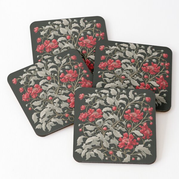 Item preview, Art Nouveau Floral Pattern Collection #1 - Red Bleeding Heart Flowers #11 designed and sold by elektronen.