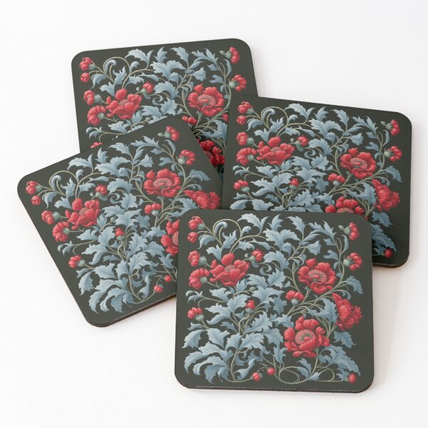 Item preview, Art Nouveau Floral Pattern Collection #1 - Red Bleeding Heart Flowers #13 designed and sold by elektronen.