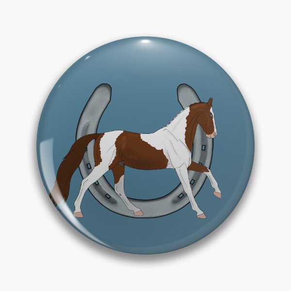 Item preview, Cantering Chestnut Pinto with Horseshoe designed and sold by DappledMoon.