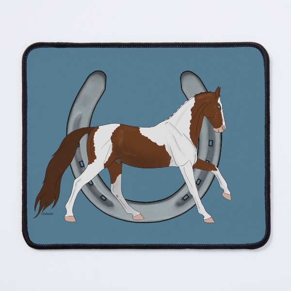 Item preview, Cantering Chestnut Pinto with Horseshoe designed and sold by DappledMoon.