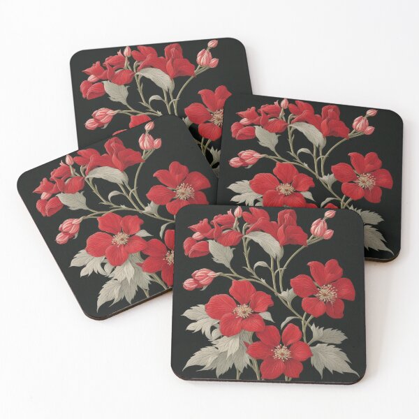 Item preview, Art Nouveau Floral Pattern Collection #1 - Red Bleeding Heart Flowers #14 designed and sold by elektronen.