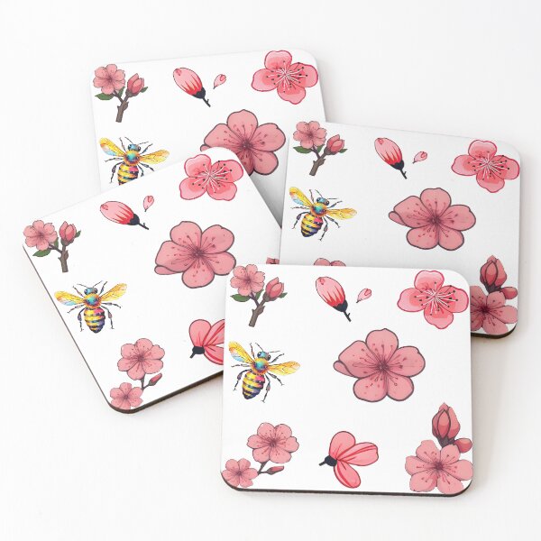 Item preview, Cherry blossoms with bee designed and sold by FlowersColorful.