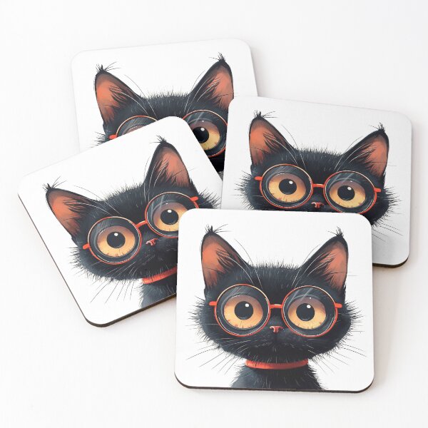 Item preview, Cute black cat with glasses designed and sold by twentyfivefour.