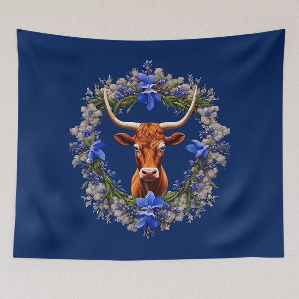 Item preview, Camila The Longhorn Surrounded By A Wreath Of Lupins designed and sold by taiche.
